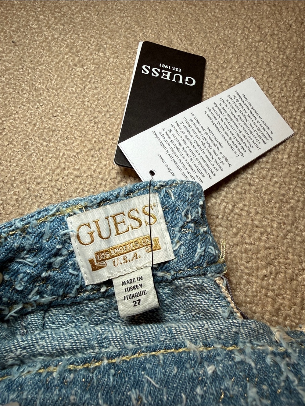 Guess Blue Textured Tweed Mini Skirt - Picture 2 of 4